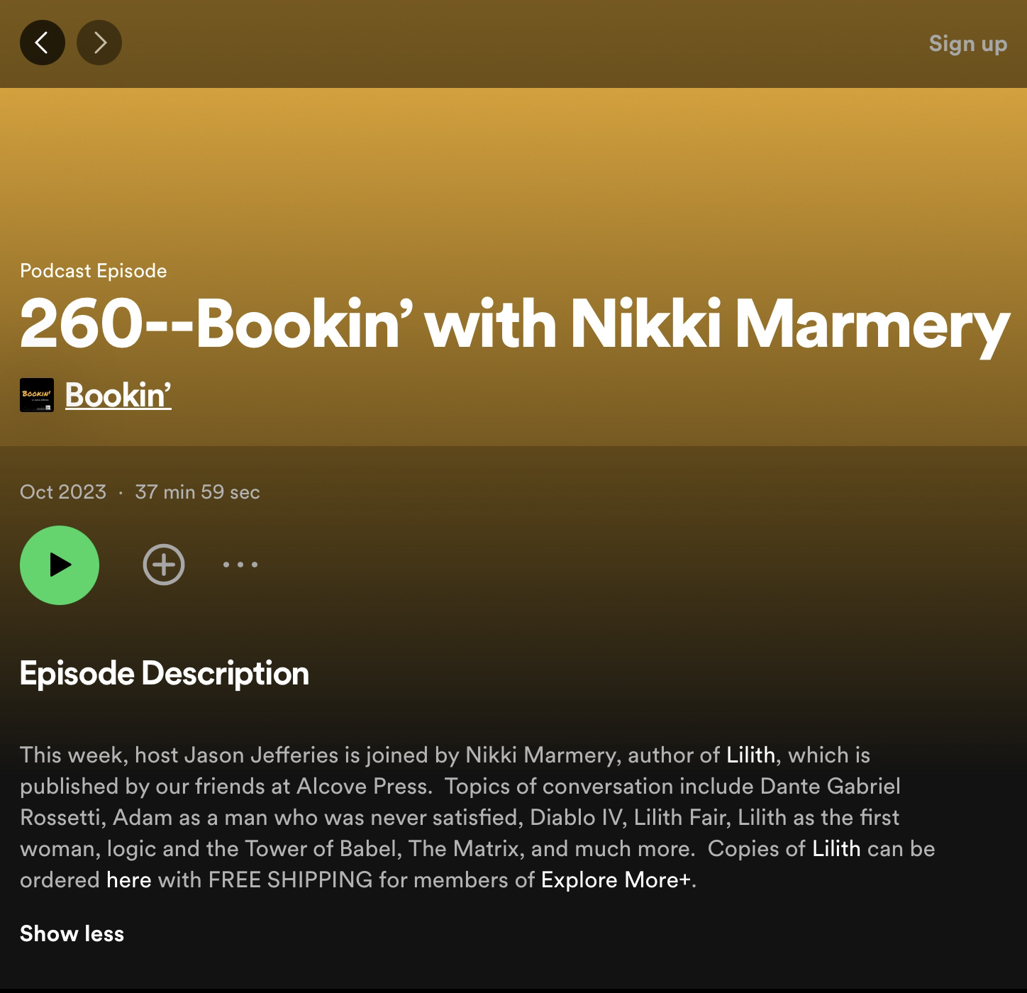 Bookin’ podcast, October 2023